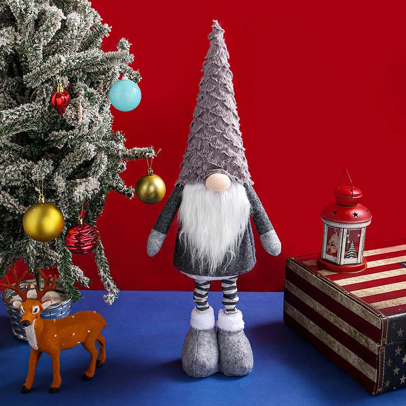 Retractable Leg Christmas Gnome Plush - Adjustable Standing
