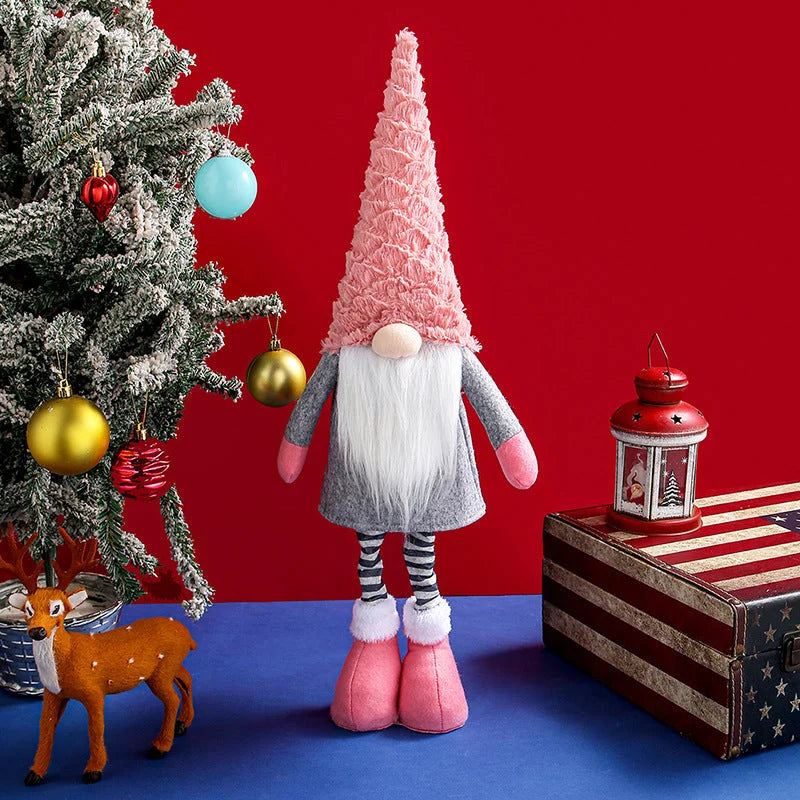 Retractable Leg Christmas Gnome Plush - Adjustable Standing