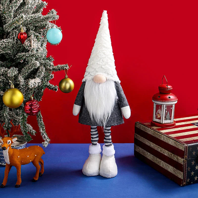 Retractable Leg Christmas Gnome Plush - Adjustable Standing