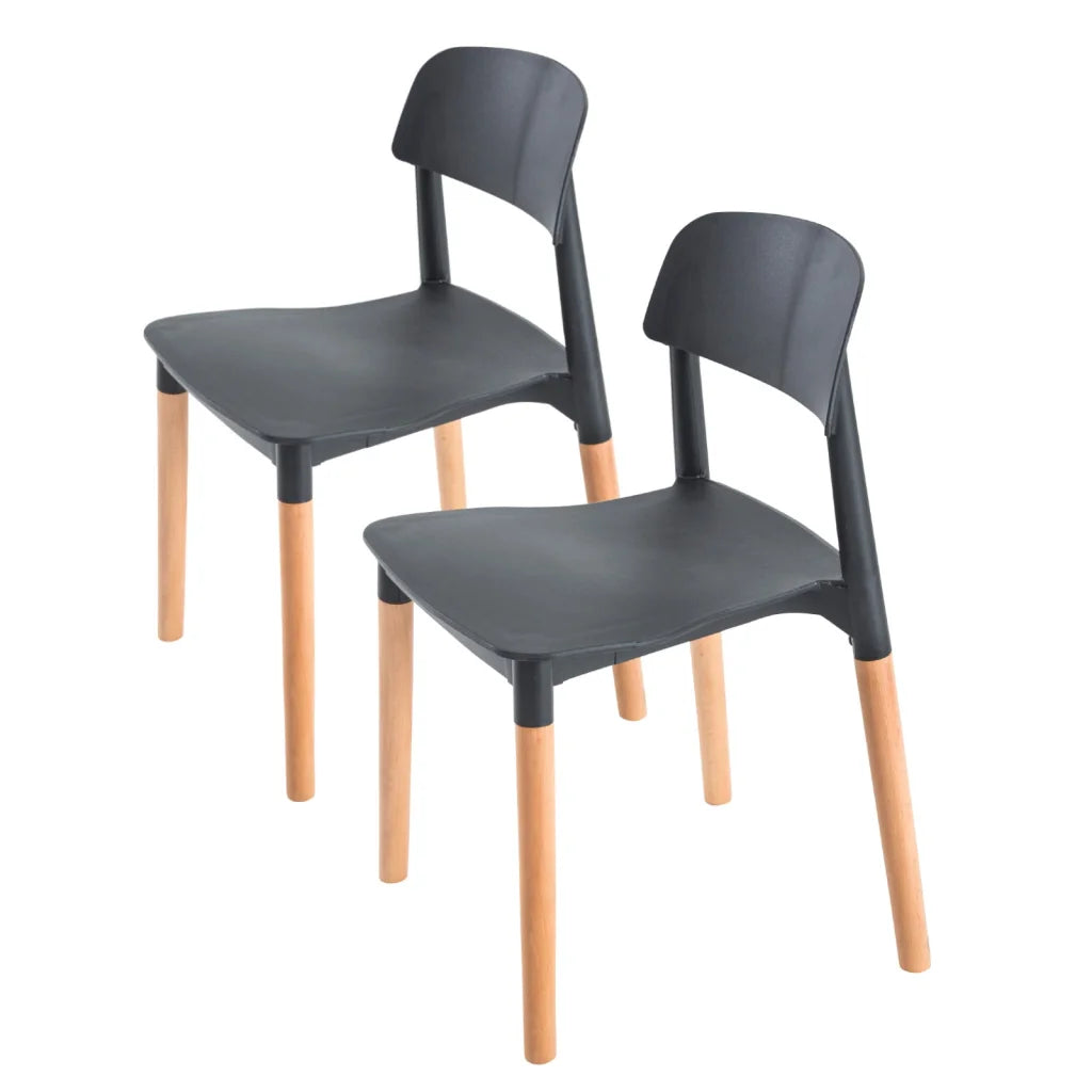 Retro Belloch Stackable Dining Cafe Chair Set of 2 - Black