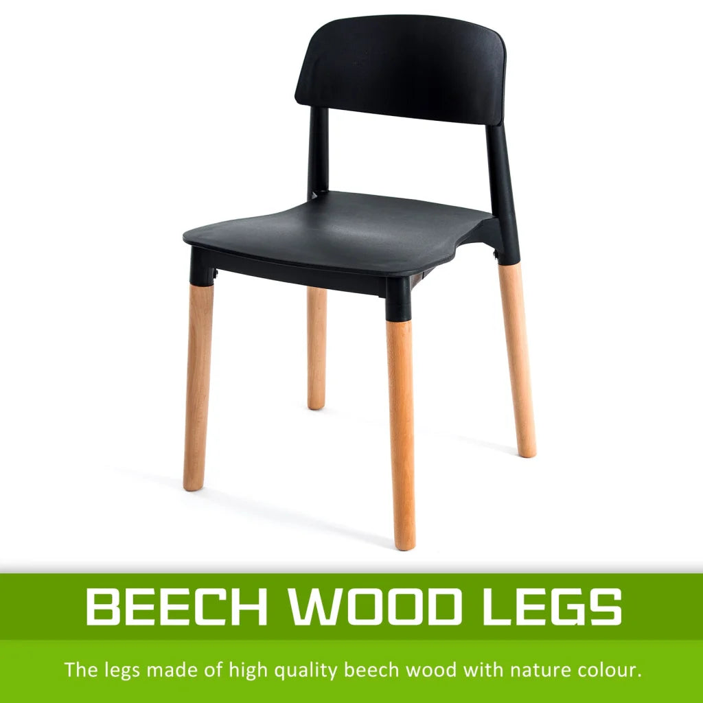 Retro Belloch Stackable Dining Cafe Chair Set of 2 - Black