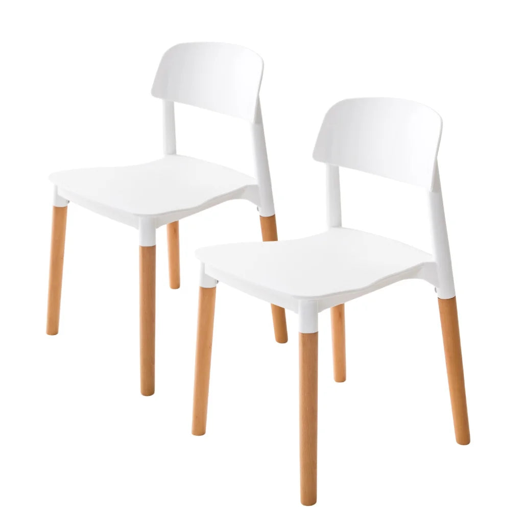 Set of two white dining chairs