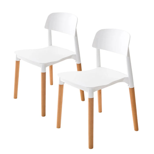 Set of two white dining chairs