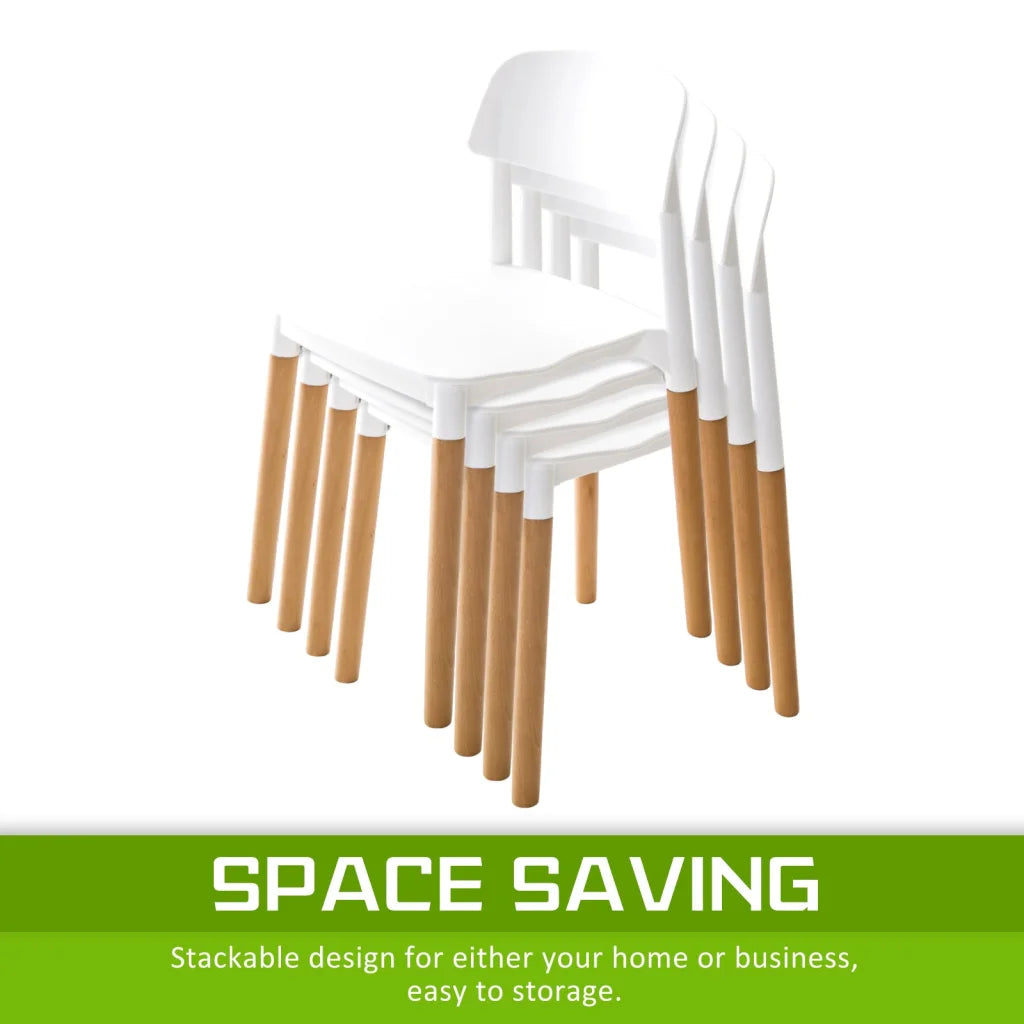 Retro Belloch Stackable Dining Cafe Chair Set of 4 - White