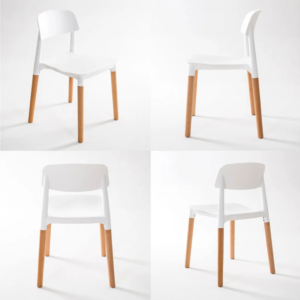 Retro Belloch Stackable Dining Cafe Chair Set of 4 - White