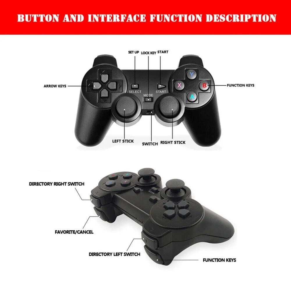 Retro classic video with game console stick games