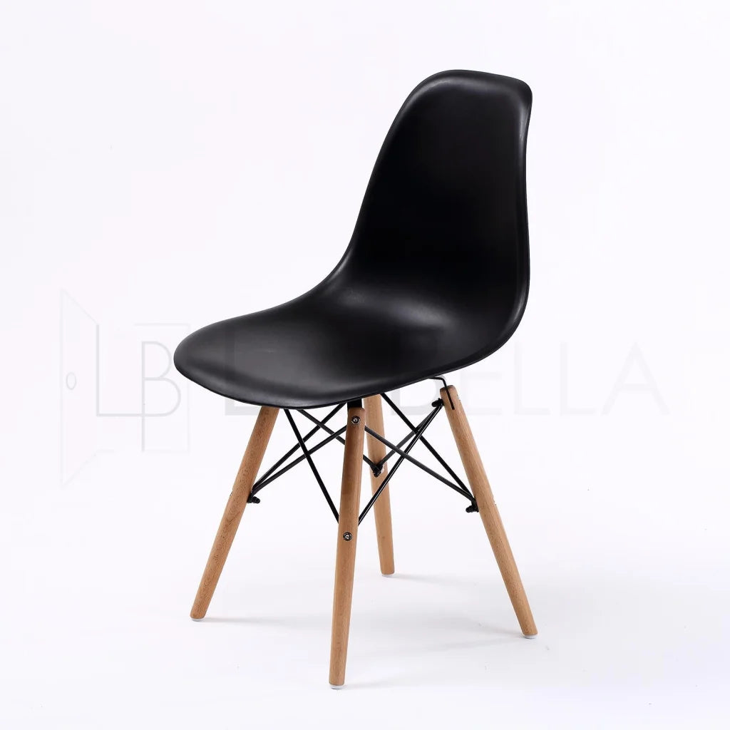 Retro Dining Cafe Chair DSW PP Black - 4 Set