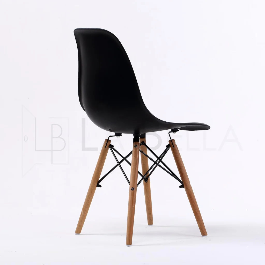 Retro Dining Cafe Chair DSW PP Black - 4 Set