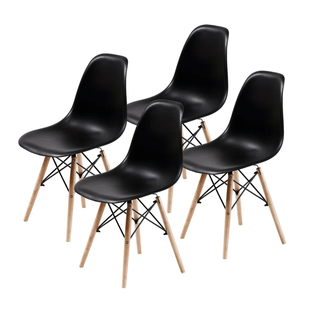 Retro Dining Cafe Chair DSW PP Black - 4 Set