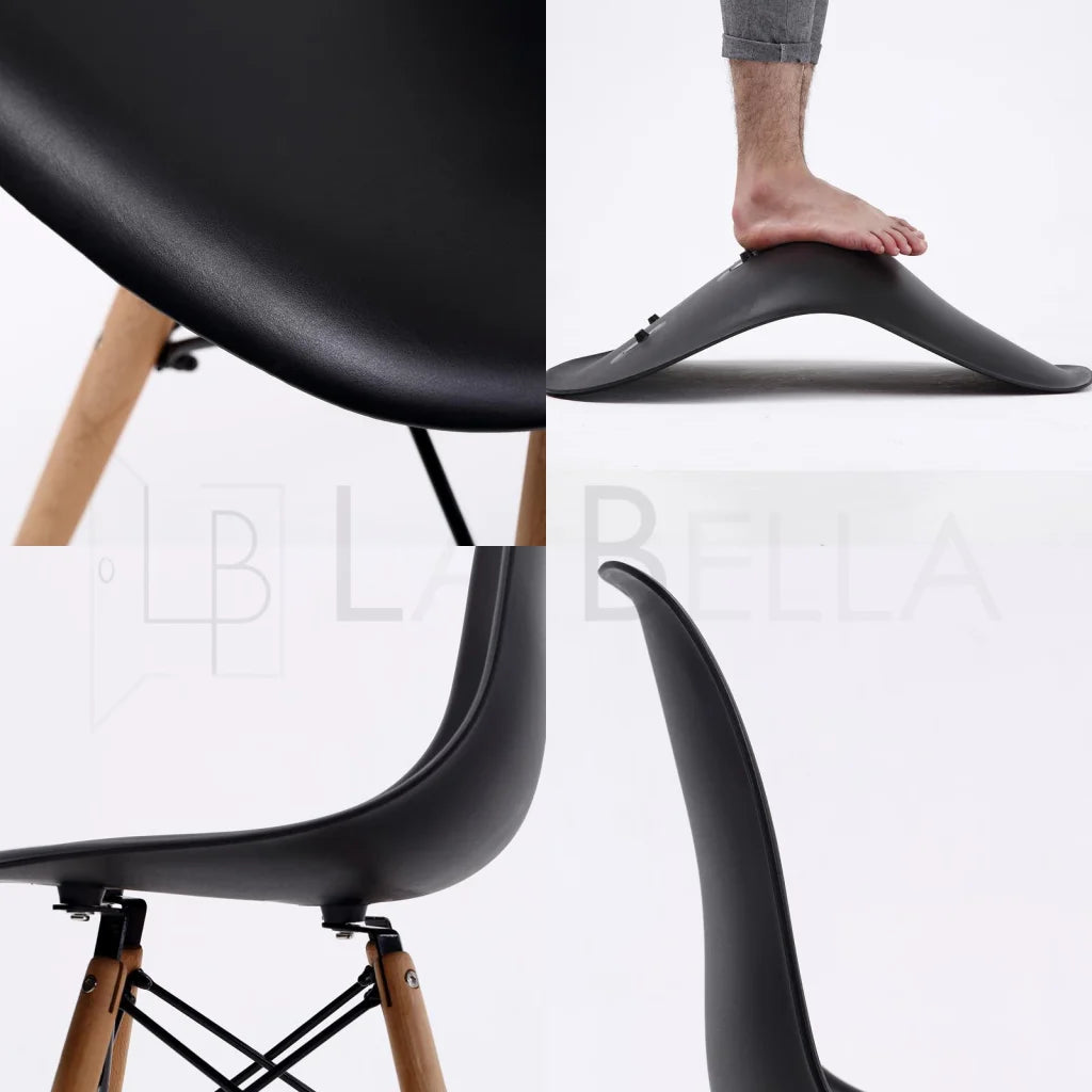 Retro Dining Cafe Chair DSW PP Black - 4 Set