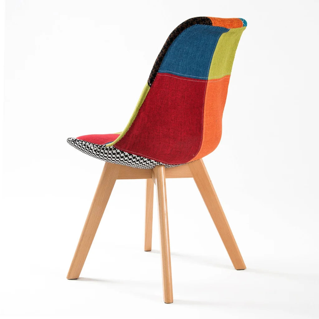 Retro Dining Cafe Chair Padded Seat Set of 2 - Multi-Colour