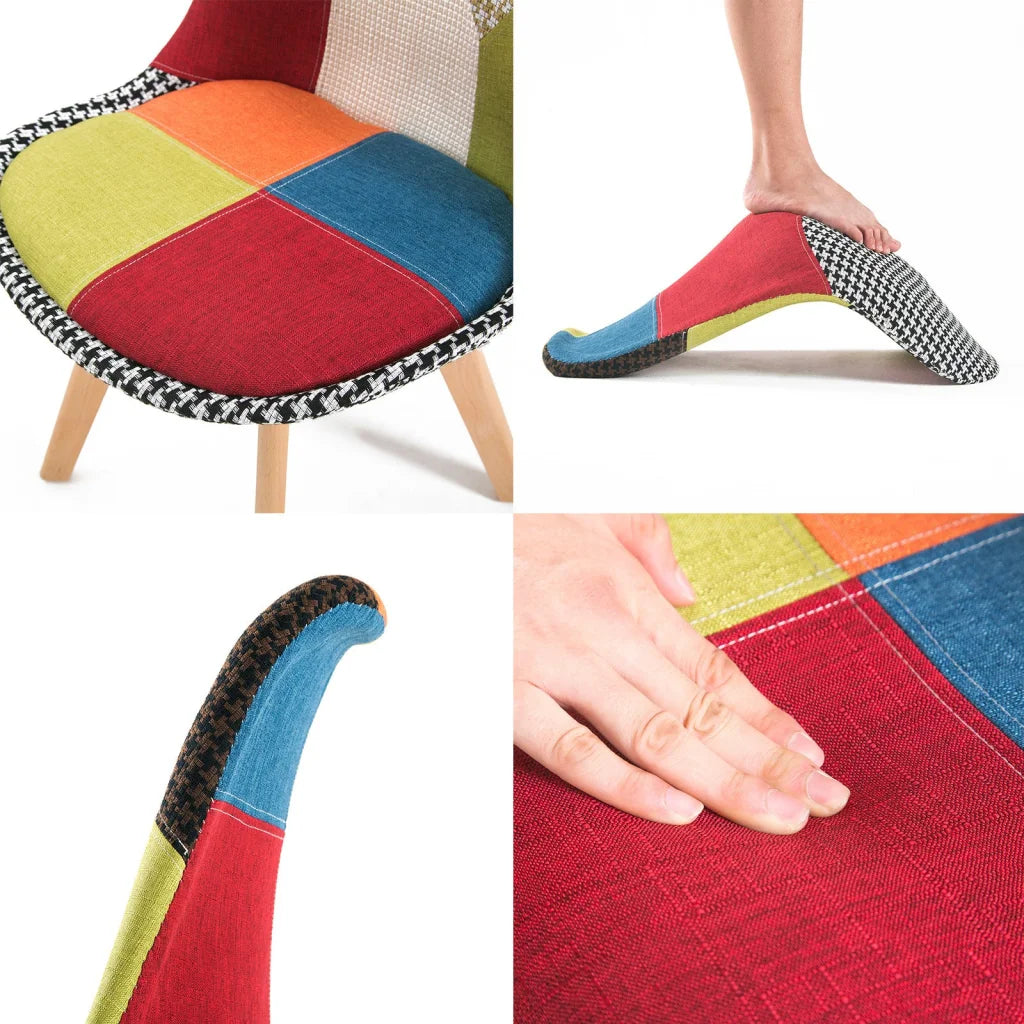 Retro Dining Cafe Chair Padded Seat Set of 2 - Multi-Colour