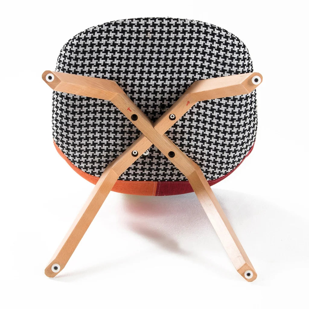 Retro Dining Cafe Chair Padded Seat Set of 2 - Multi-Colour