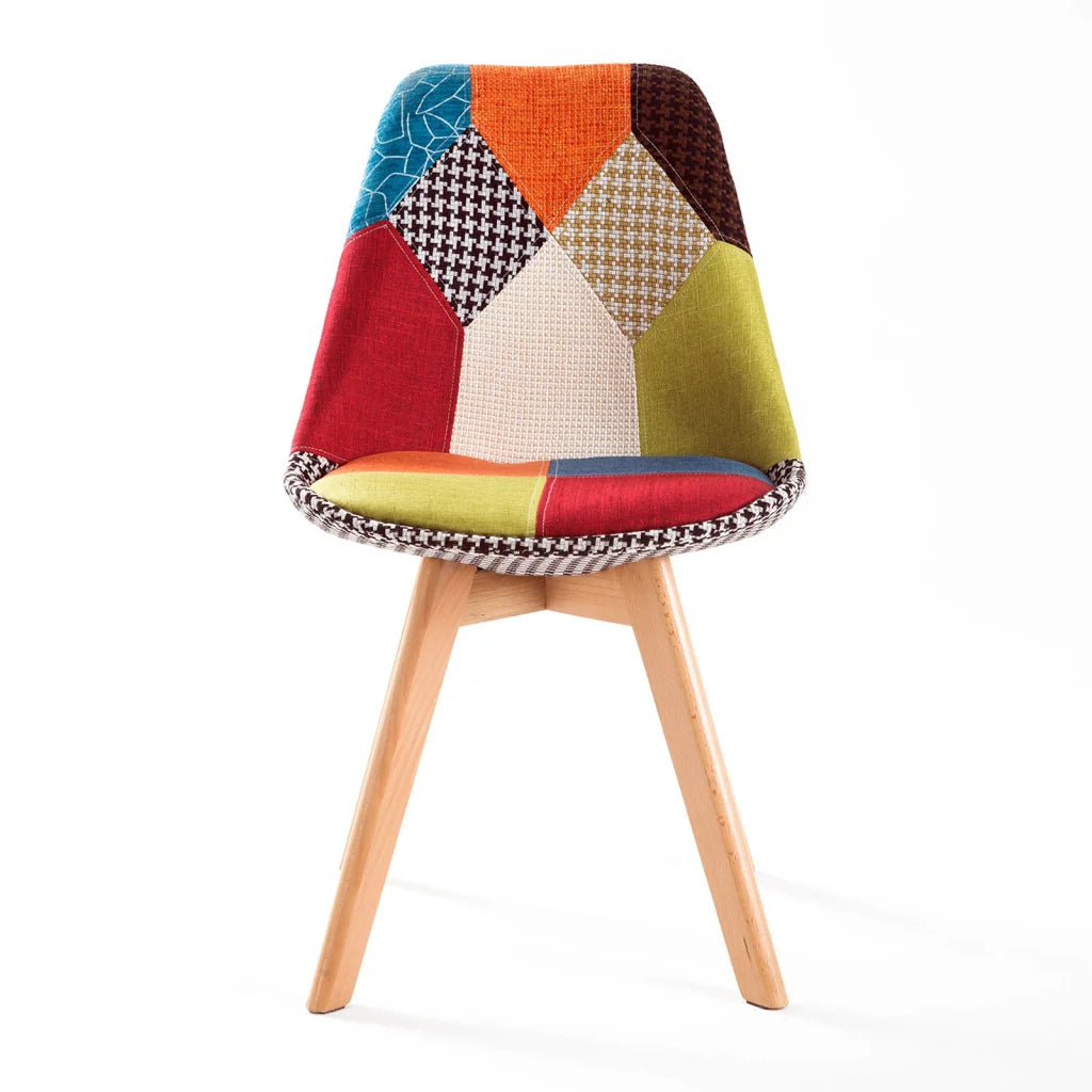 Retro Dining Cafe Chair Padded Seat Set of 2 - Multi-Colour