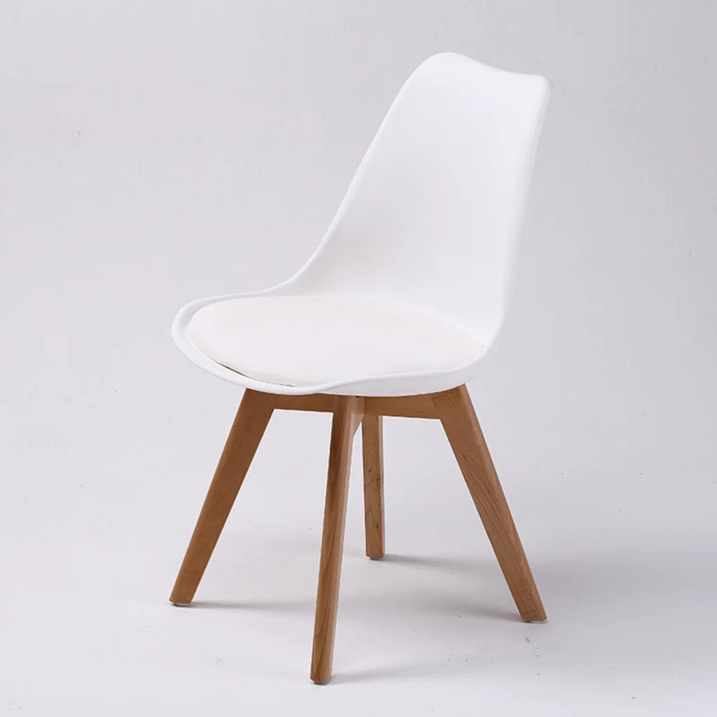 Retro Dining Cafe Chair Padded Seat Set of 2 - White