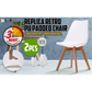 Retro Dining Cafe Chair Padded Seat Set of 2 - White