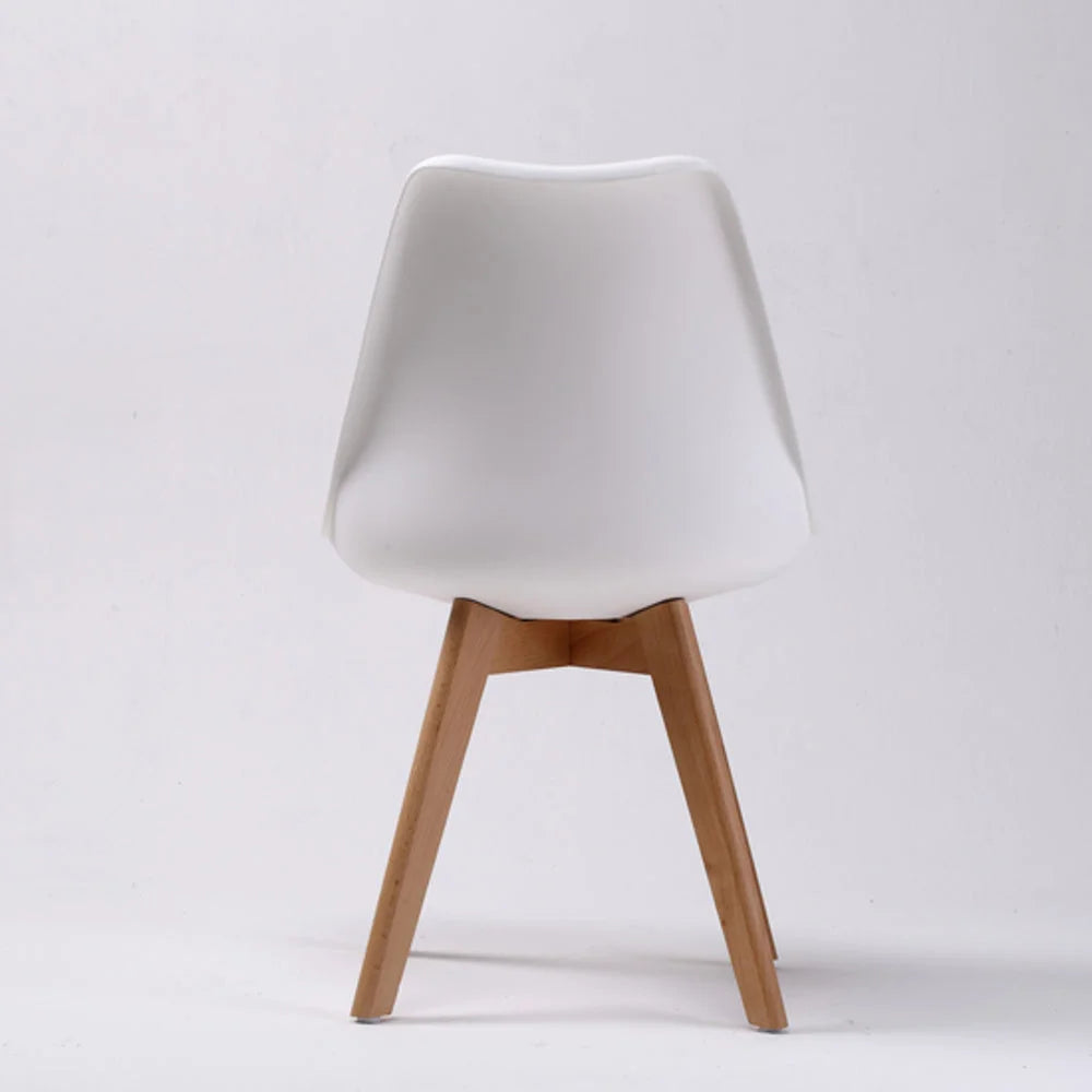 Retro Dining Cafe Chair Padded Seat Set of 2 - White