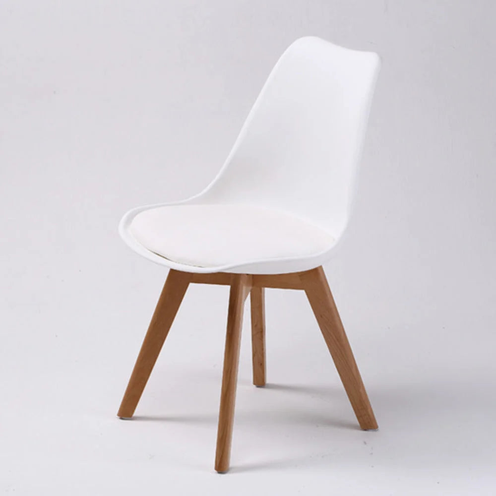 Retro Dining Cafe Chair Padded Seat Set of 4 - White