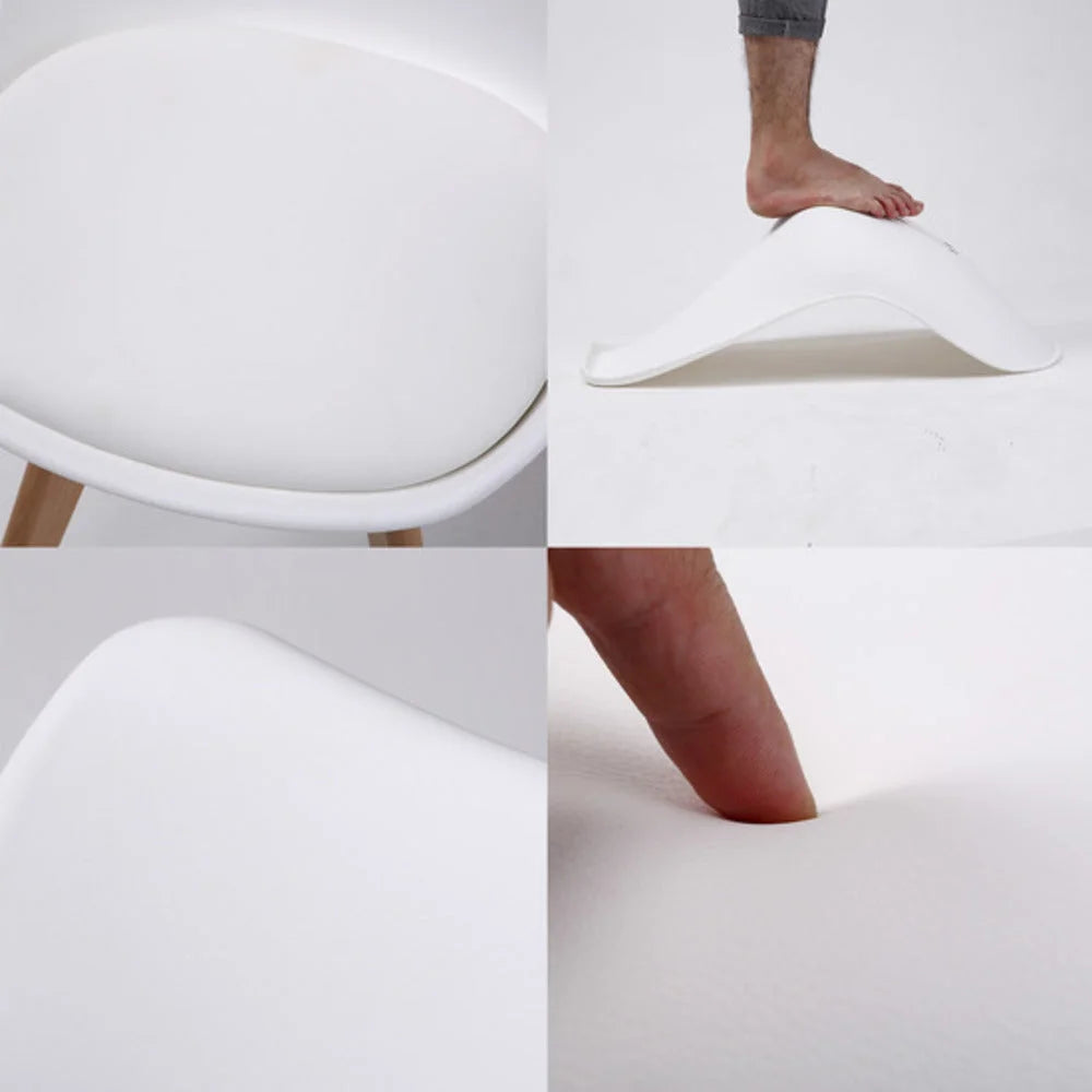 Retro Dining Cafe Chair Padded Seat Set of 4 - White