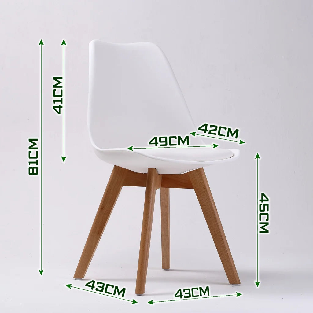 Retro Dining Cafe Chair Padded Seat Set of 4 - White