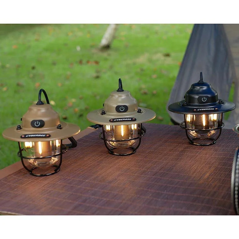 Retro LED Camping Lantern with Multiple Light Modes - USB