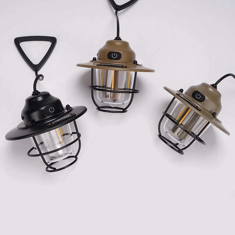 Retro LED Camping Lantern with Multiple Light Modes - USB