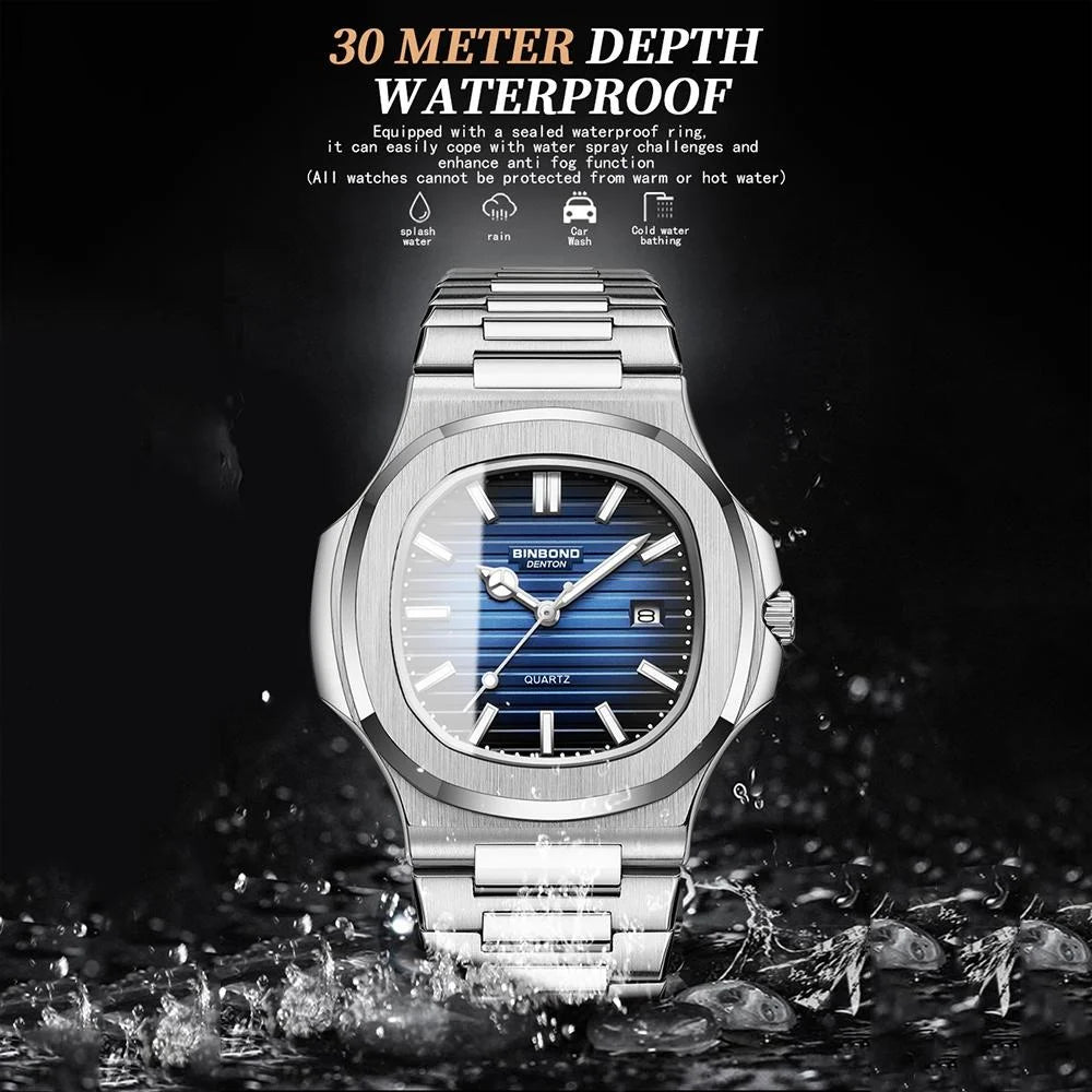 Retro Luminous Square Men Quartz Watch - 30m Waterproof