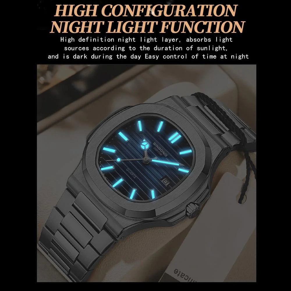 Retro Luminous Square Men Quartz Watch - 30m Waterproof
