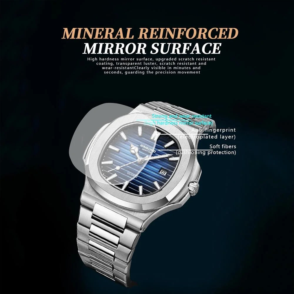 Retro Luminous Square Men Quartz Watch - 30m Waterproof
