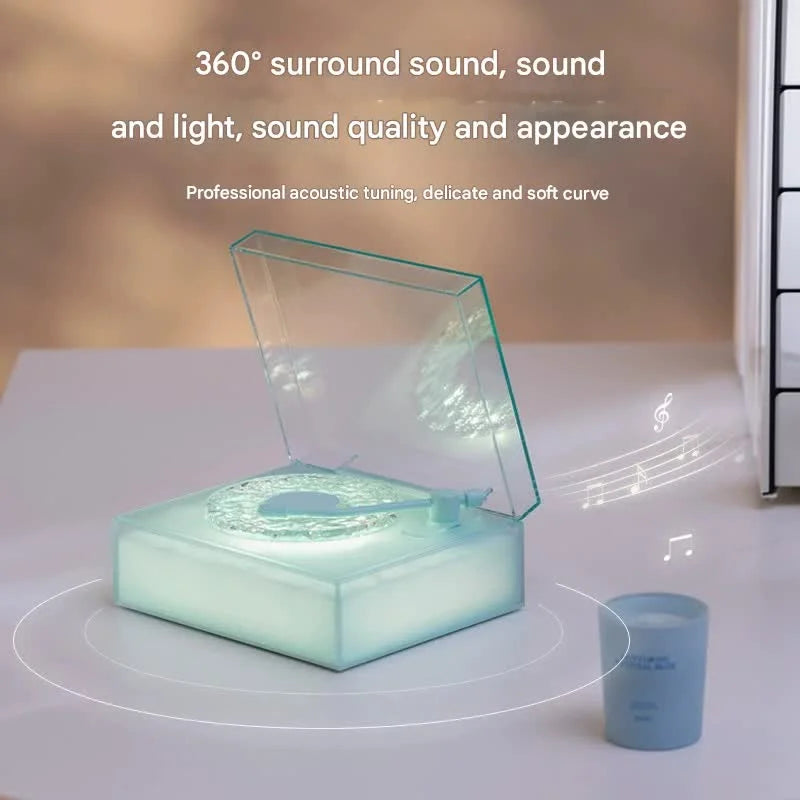 Retro Vinyl Bluetooth Speaker with Water Ripple Light
