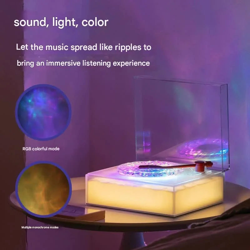 Retro Vinyl Bluetooth Speaker with Water Ripple Light
