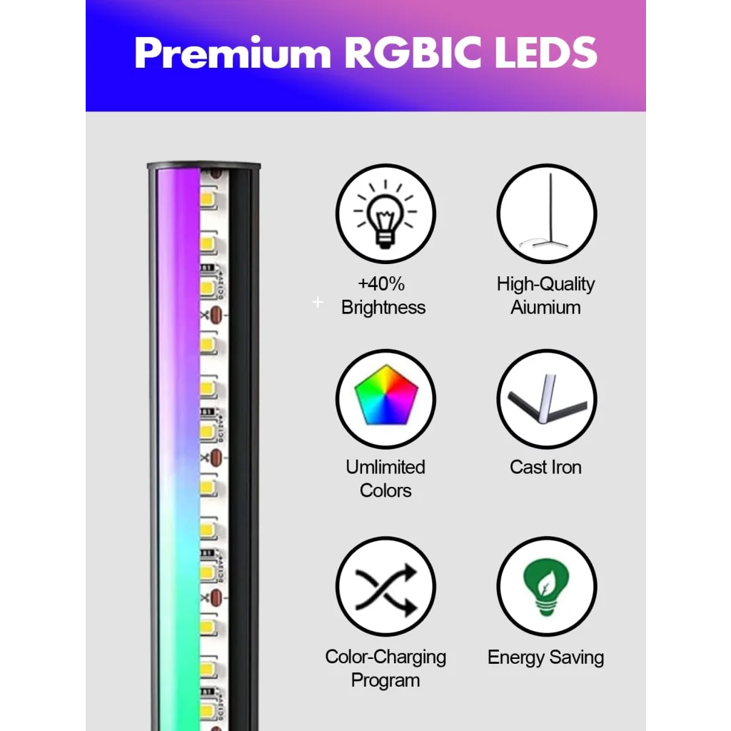 RGB LED Floor Lamp - Smart Modern Stand Light - Occasions