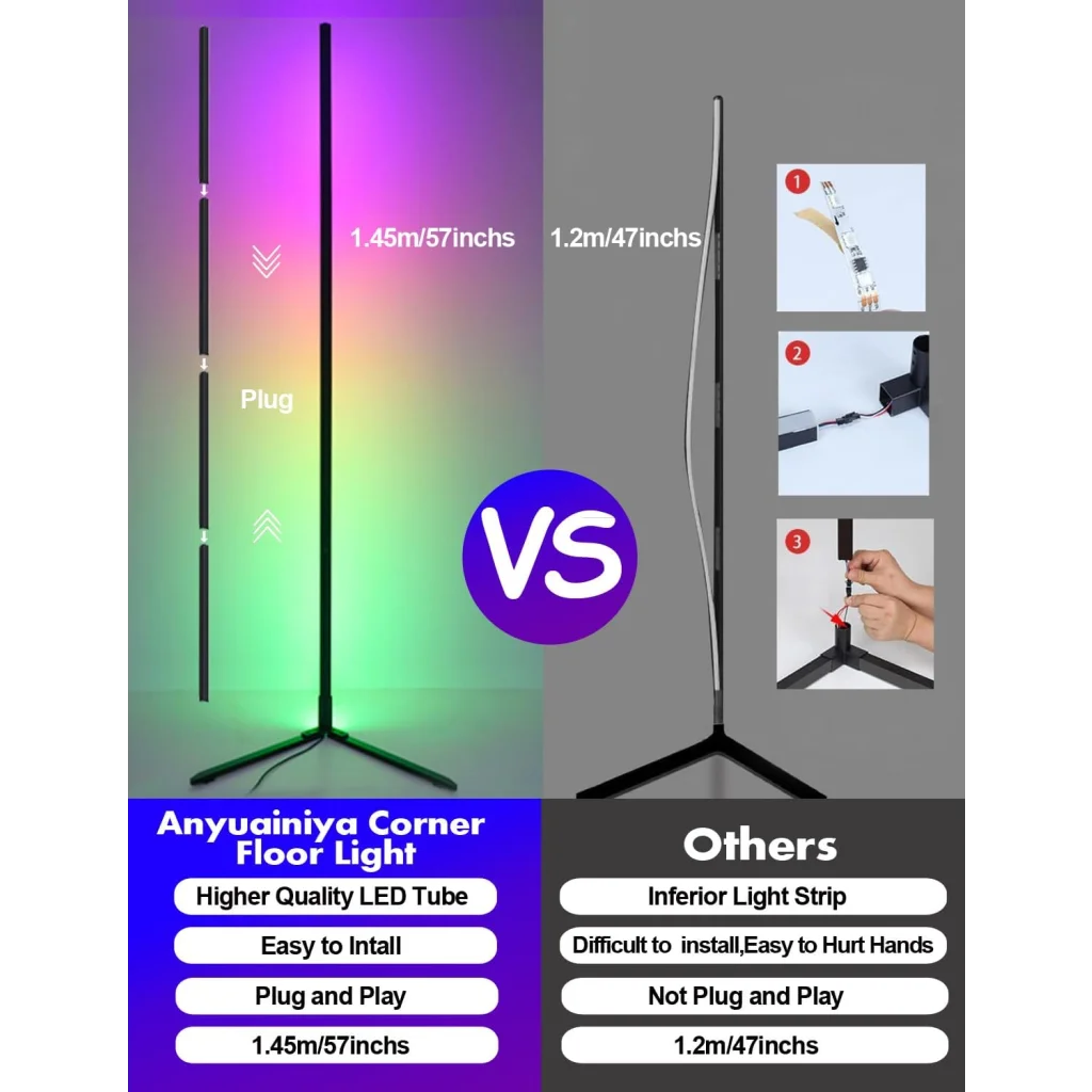 RGB LED Floor Lamp - Smart Modern Stand Light - Occasions