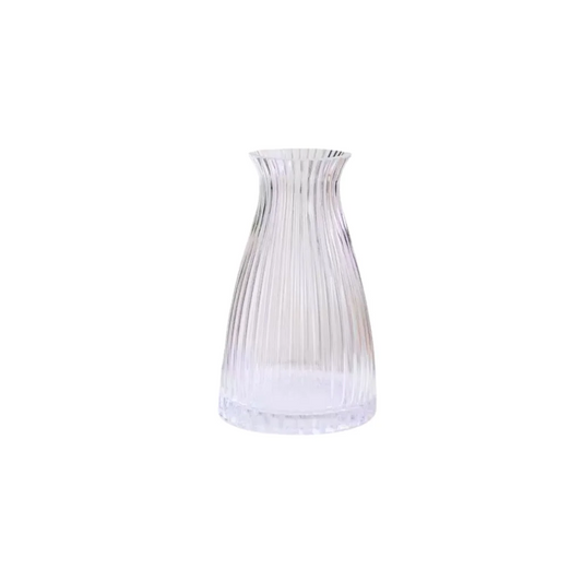 Ribbed Flower Glass Vase - 20cm - Home & Garden > Decor >