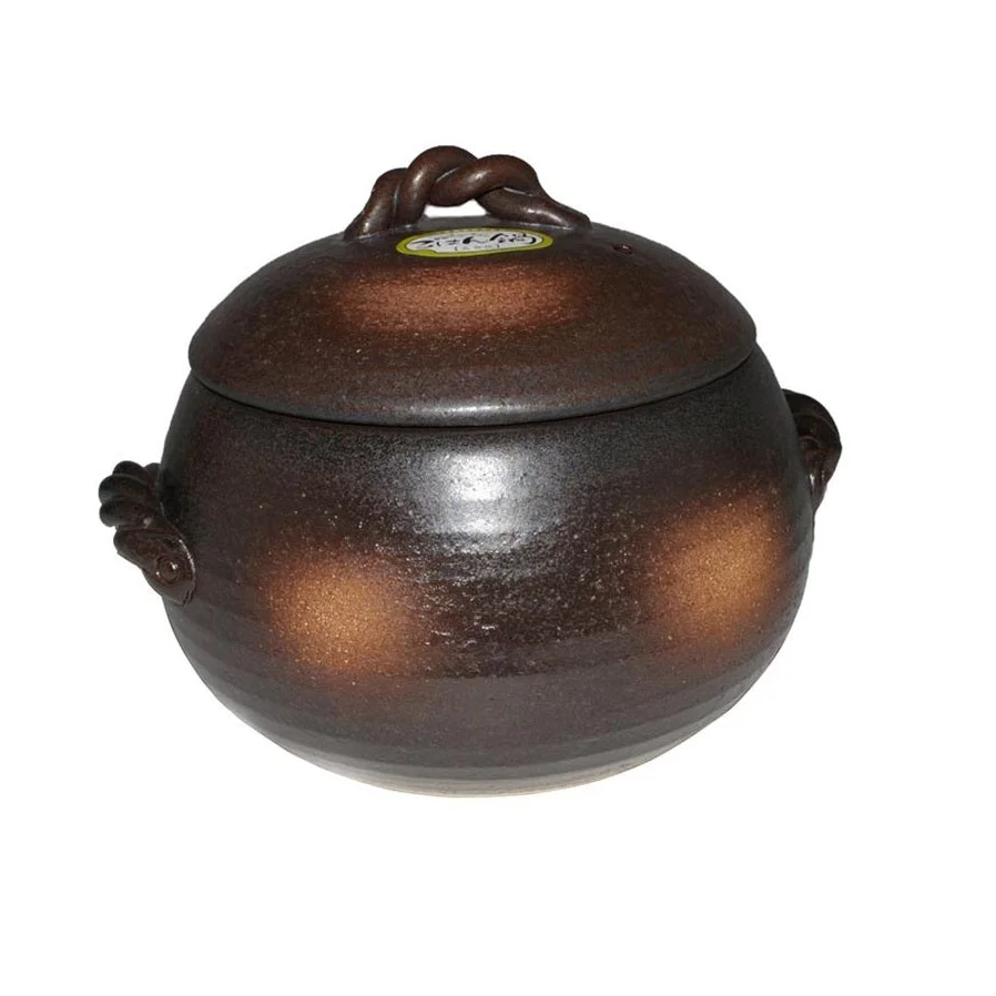 Rice Clay Pot Japanese Yorozufuru-Sho Brown Donabe Chestnut