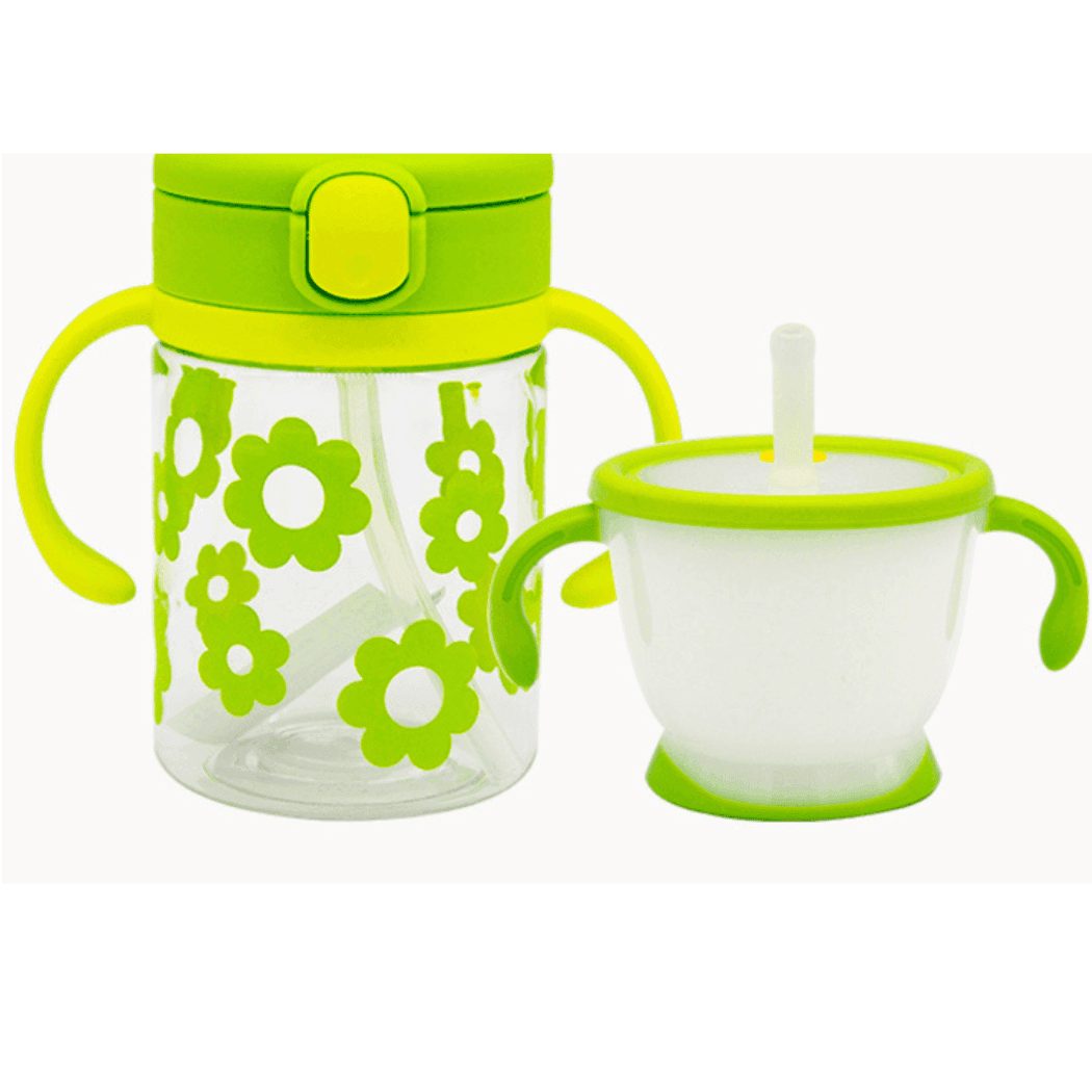 RICHELL TLI Straw Training Mug & Clear Straw Bottle - Blue Ocean