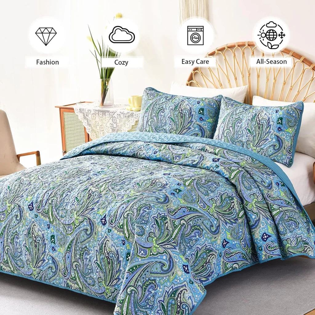 Richly Textured Quilted Coverlet & Pillowcases Set