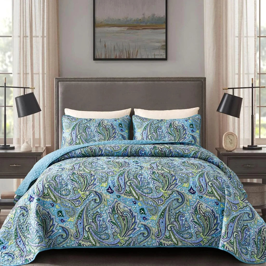 Richly Textured Quilted Coverlet & Pillowcases Set