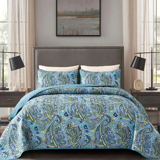Richly Textured Quilted Coverlet & Pillowcases Set