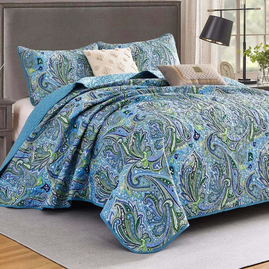 Richly Textured Quilted Coverlet & Pillowcases Set