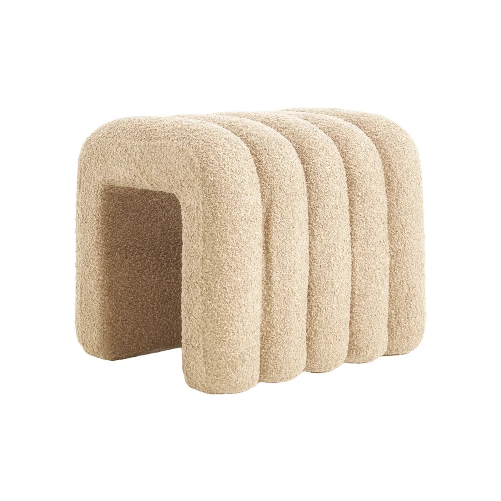 Ridge Arch Ottoman Stool Teddy Fleece Fabric Foot Rest 45cm
