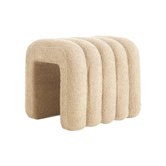 Ridge Arch Ottoman Stool Teddy Fleece Fabric Foot Rest 45cm