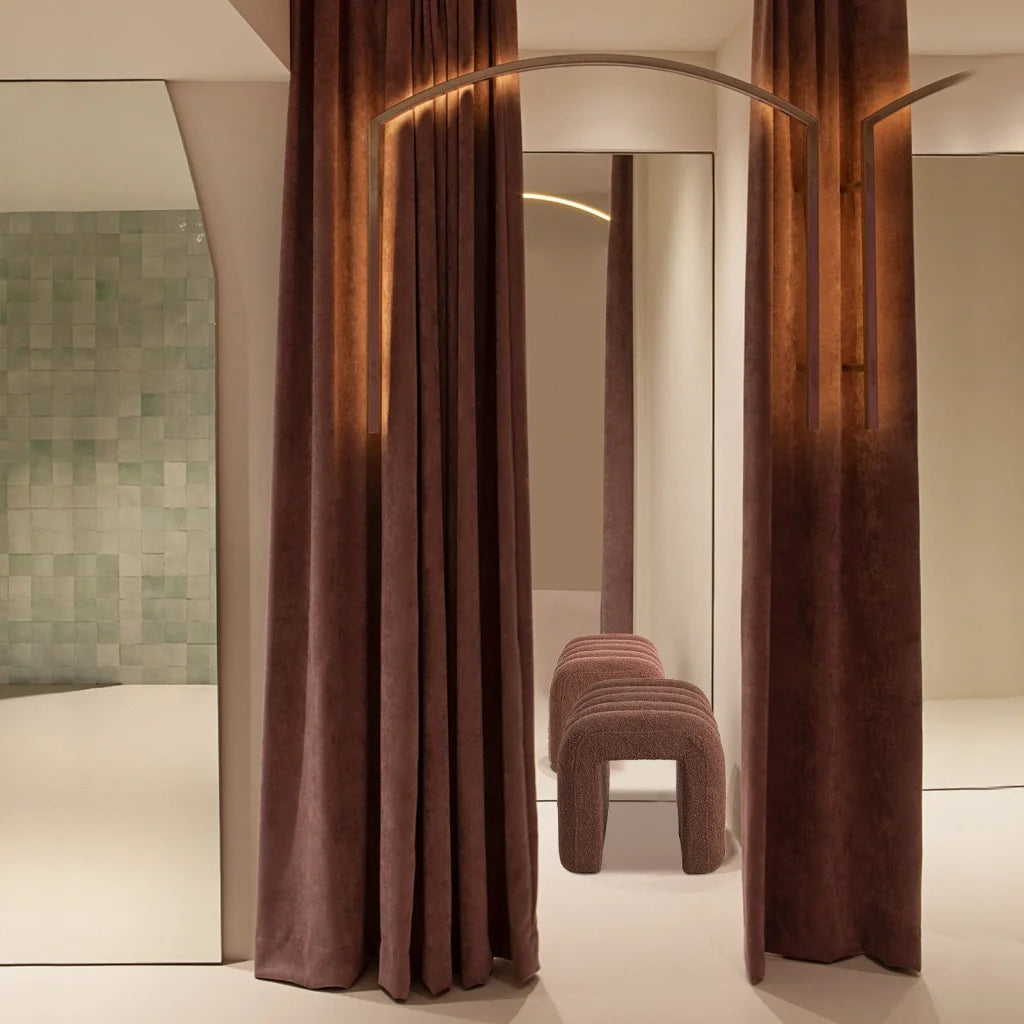 Ridge Arch Ottoman Stool Teddy Fleece Fabric Foot Rest 45cm