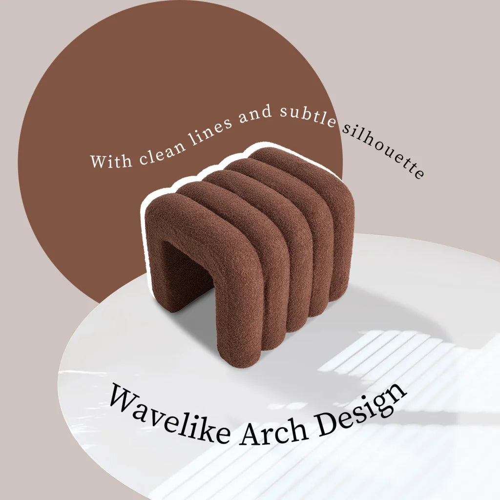 Ridge Arch Ottoman Stool Teddy Fleece Fabric Foot Rest 45cm