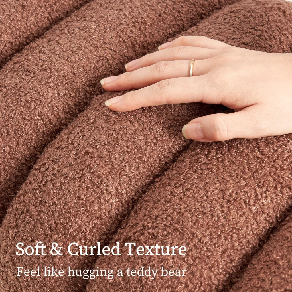 Ridge Arch Ottoman Stool Teddy Fleece Fabric Foot Rest 45cm