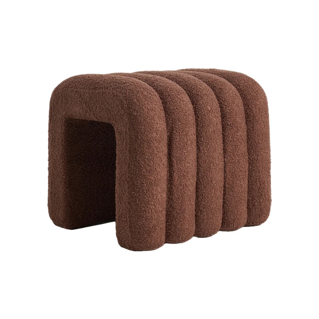 Ridge Arch Ottoman Stool Teddy Fleece Fabric Foot Rest 45cm