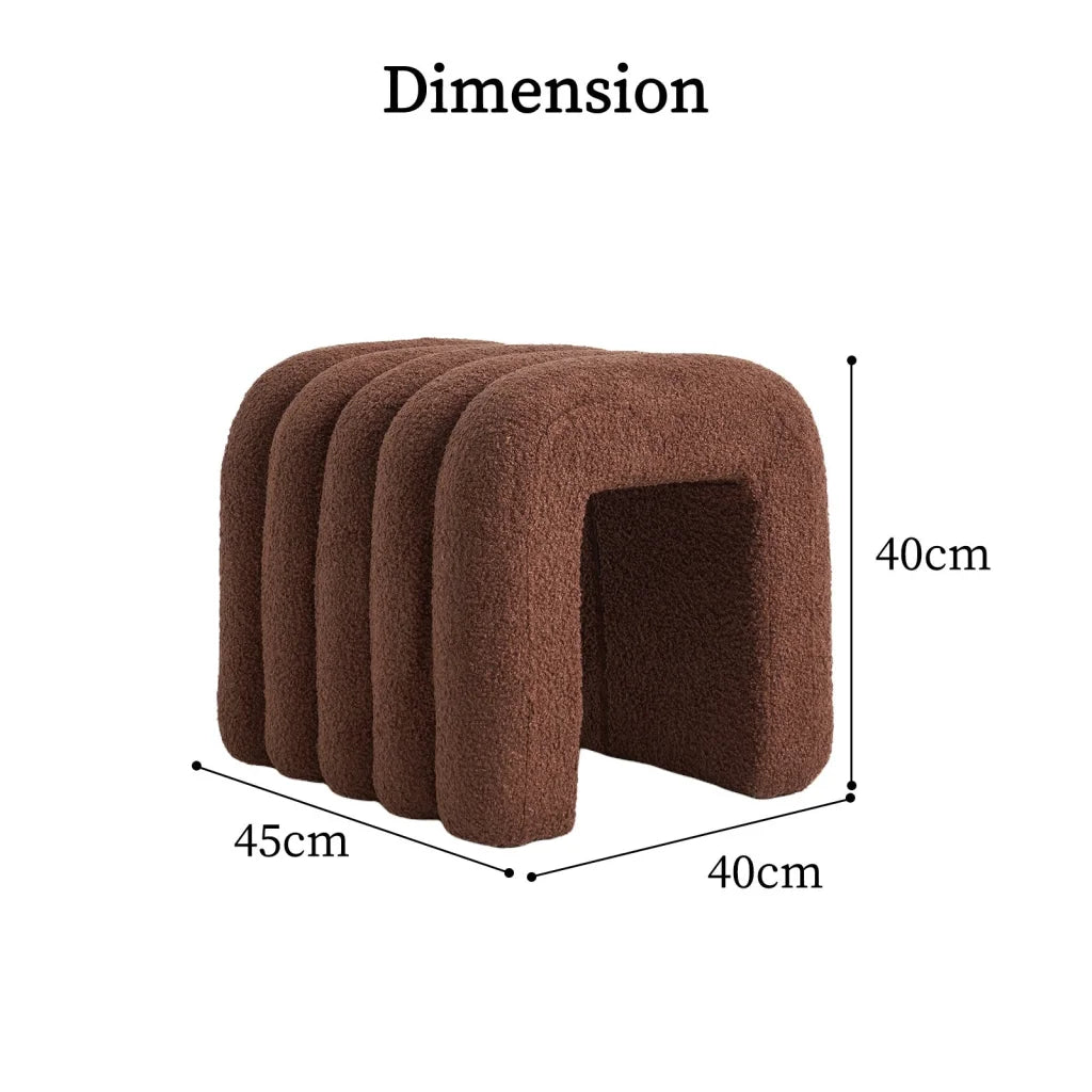 Ridge Arch Ottoman Stool Teddy Fleece Fabric Foot Rest 45cm