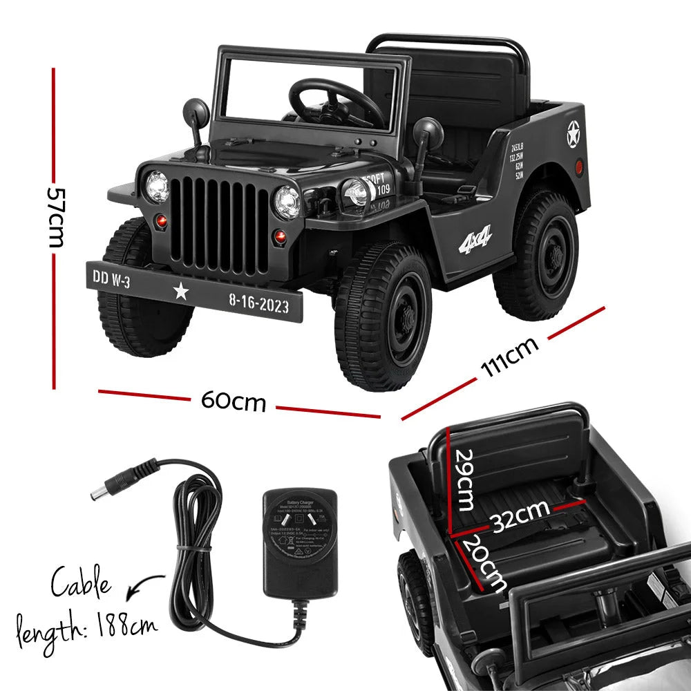 Black ride car jeep with military off road