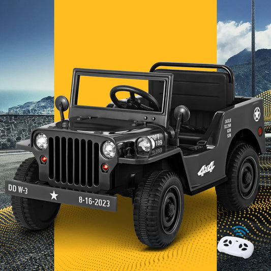 Black ride car jeep with military off road toy