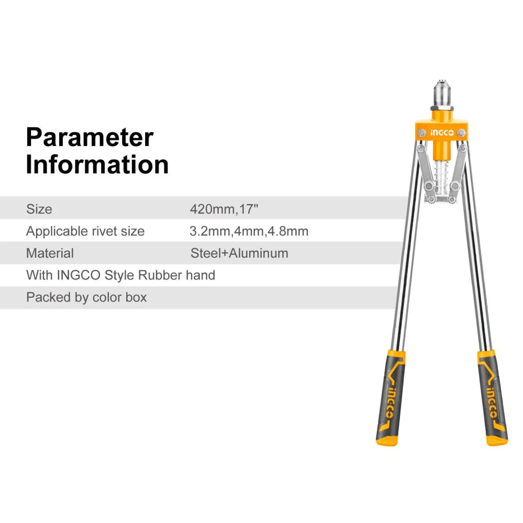 Riveter INGCO 17’’ Long Arm Hand Riveter Heavy Duty 3.2mm